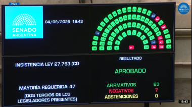 El Senado rechazó el veto de Milei y reactivó la ley de emergencia en discapacidad
